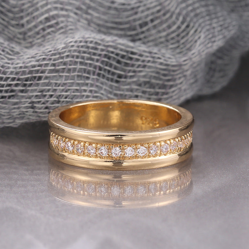 Simple Golden Sliver Rhinestones Ring, Copper Plated Ring's Fashion Jewellery