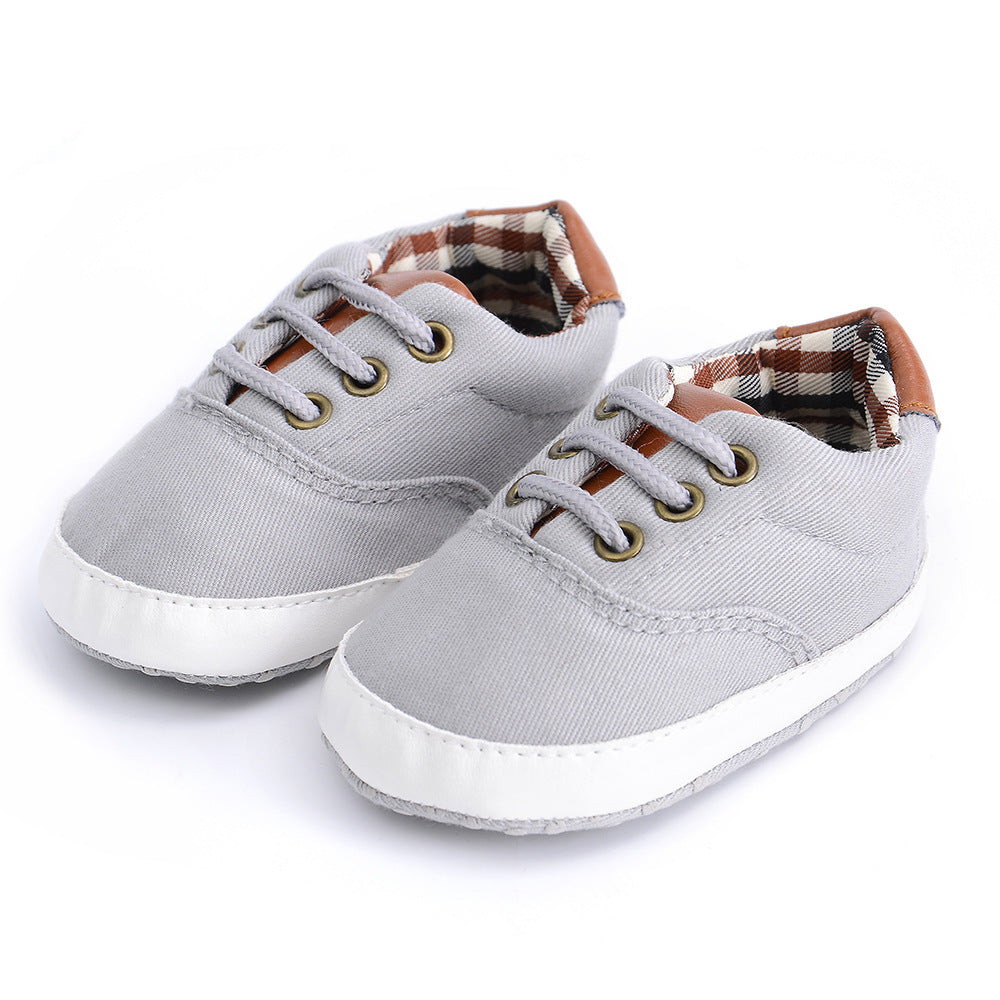 Solid colour casual lace soft bottom baby canvas shoes, baby shoes, toddler shoes