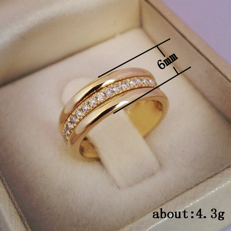 Simple Golden Sliver Rhinestones Ring, Copper Plated Ring's Fashion Jewellery