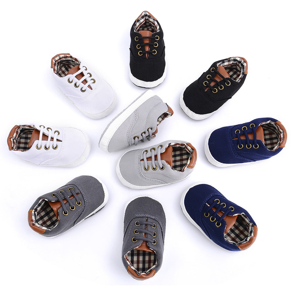 Solid colour casual lace soft bottom baby canvas shoes, baby shoes, toddler shoes