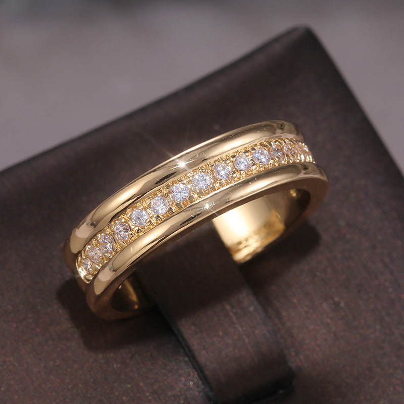 Simple Golden Sliver Rhinestones Ring, Copper Plated Ring's Fashion Jewellery