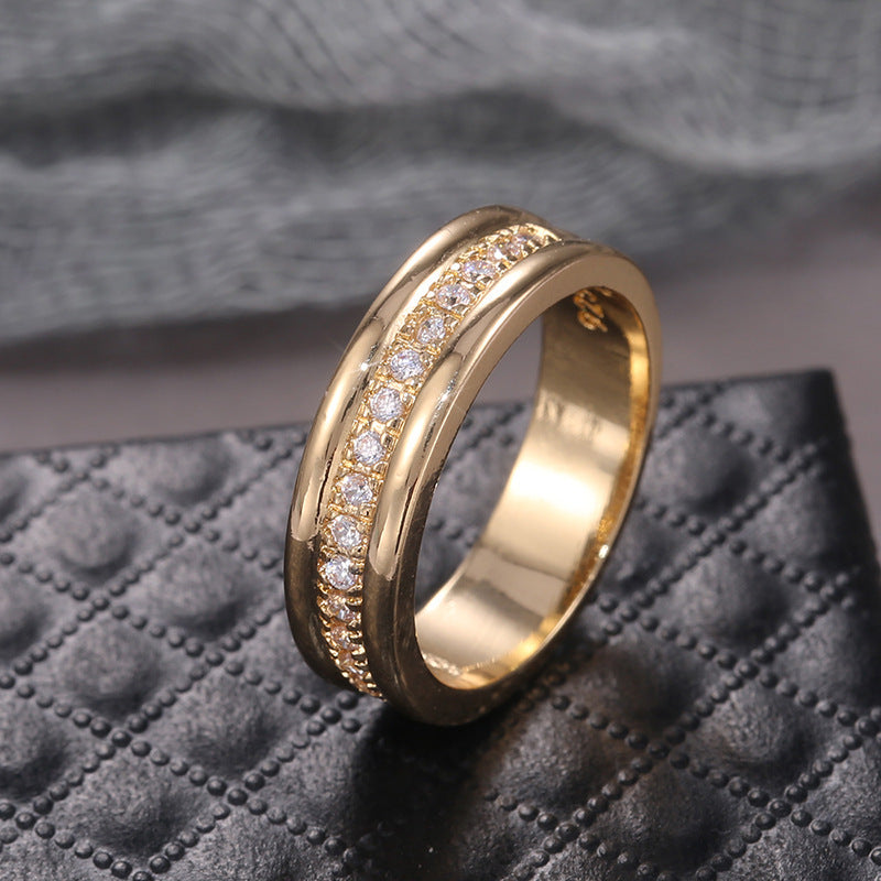 Simple Golden Sliver Rhinestones Ring, Copper Plated Ring's Fashion Jewellery