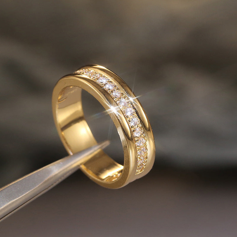 Simple Golden Sliver Rhinestones Ring, Copper Plated Ring's Fashion Jewellery