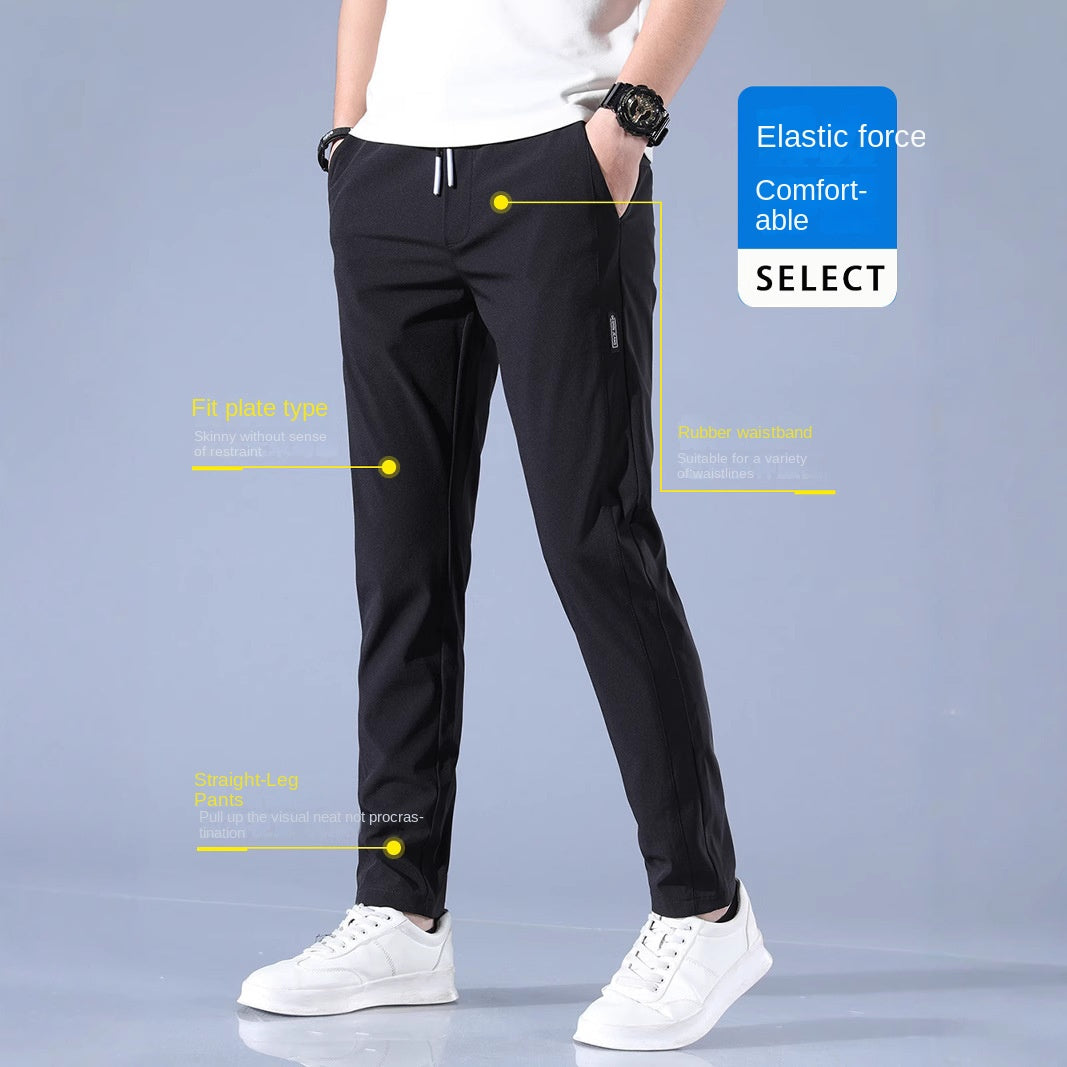 Casual Ice Silk Pants Men&#039;s Summer Korean Sports Plus Size Fashion Trend Foreign Trade Supply In Stock Wholesale Straight Leg Pants