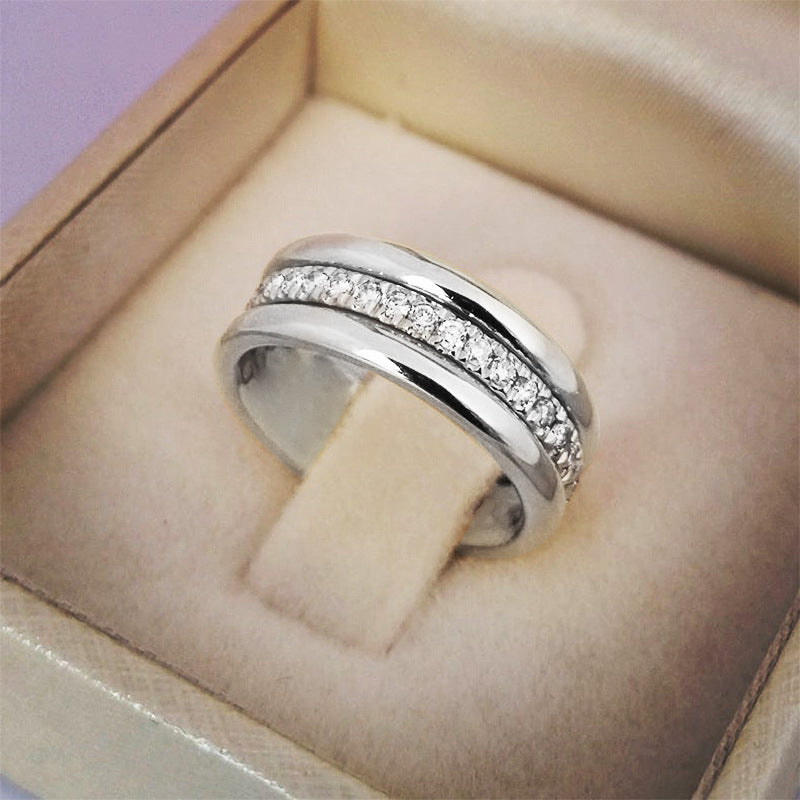 Simple Golden Sliver Rhinestones Ring, Copper Plated Ring's Fashion Jewellery
