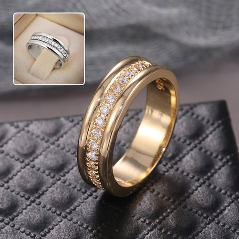 Simple Golden Sliver Rhinestones Ring, Copper Plated Ring's Fashion Jewellery