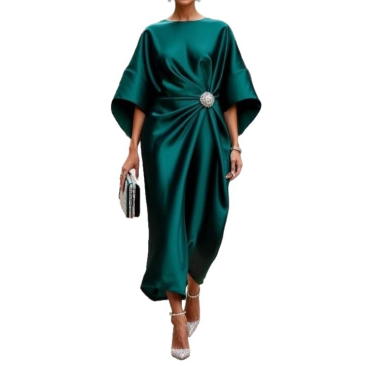Women's Commuting Elegant Flower Beads Decorative Satin Design Dress