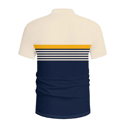 Men's Casual Striped Colour Block Design Sports Style Collar Golf Shirt