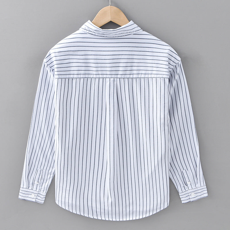 Casual Embroidered Striped Shirt Men&#039;s Clothing Simple All-match Japanese Style Spring And Autumn Cotton Long-sleeved Shirt Men&#039;s Trendy C11