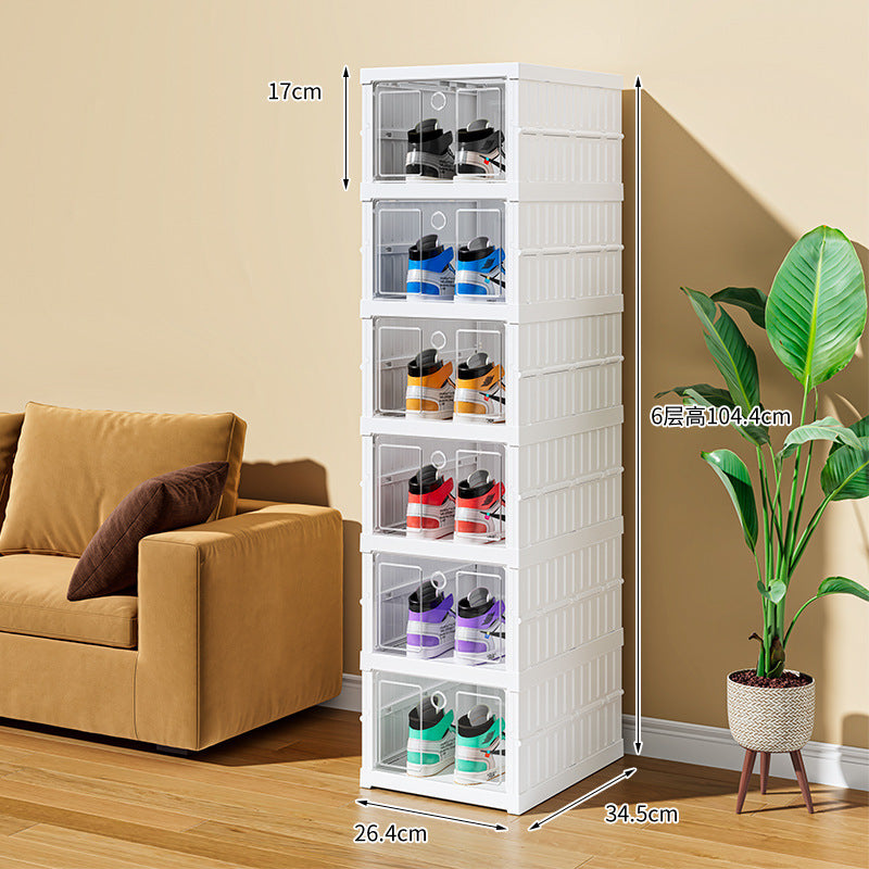 Installation-free Shoe Box Folding Shoe Storage Cabinet Transparent Plastic Shoe Cabinet Space-saving Simple Shoe Rack Dust-proof Storage Cabinet