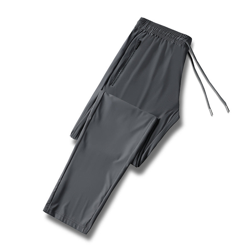 Ice Silk Pants Men&#039;s Summer Thin Men&#039;s Casual Pants Breathable Leg Loose High Elastic Quick-drying Air-conditioning Sports Pants