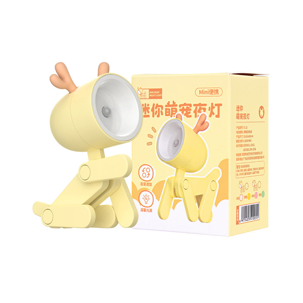 Fun Creative Fawn LED Eye Protection Night Light Desktop Small Ornament Mobile Phone Bracket Student Night Learning Table Lamp