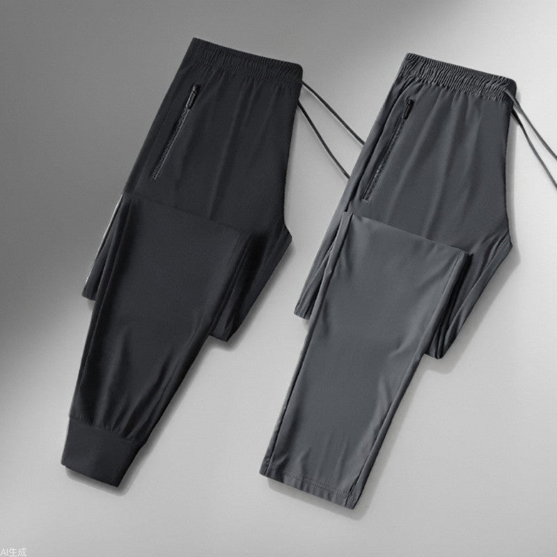 Ice Silk Pants Men&#039;s Summer Thin Men&#039;s Casual Pants Breathable Leg Loose High Elastic Quick-drying Air-conditioning Sports Pants