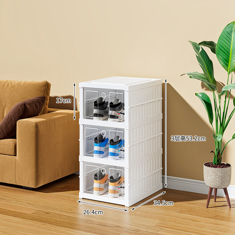 Installation-free Shoe Box Folding Shoe Storage Cabinet Transparent Plastic Shoe Cabinet Space-saving Simple Shoe Rack Dust-proof Storage Cabinet