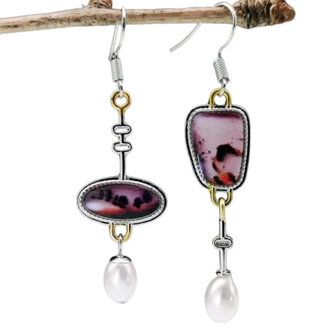 Asymmetric Purple Pendant Women's Earrings