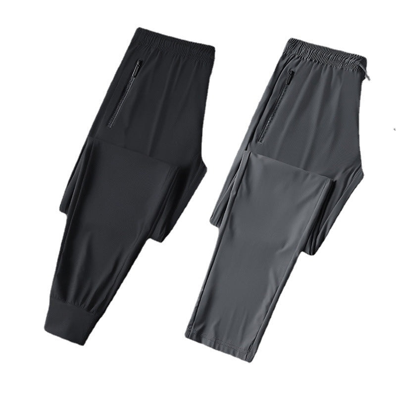 Ice Silk Pants Men&#039;s Summer Thin Men&#039;s Casual Pants Breathable Leg Loose High Elastic Quick-drying Air-conditioning Sports Pants