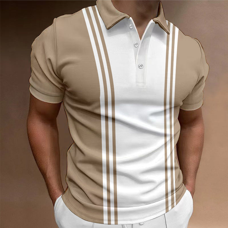 Casual 3 Button Printing Lapel Casual Men's T-shirt